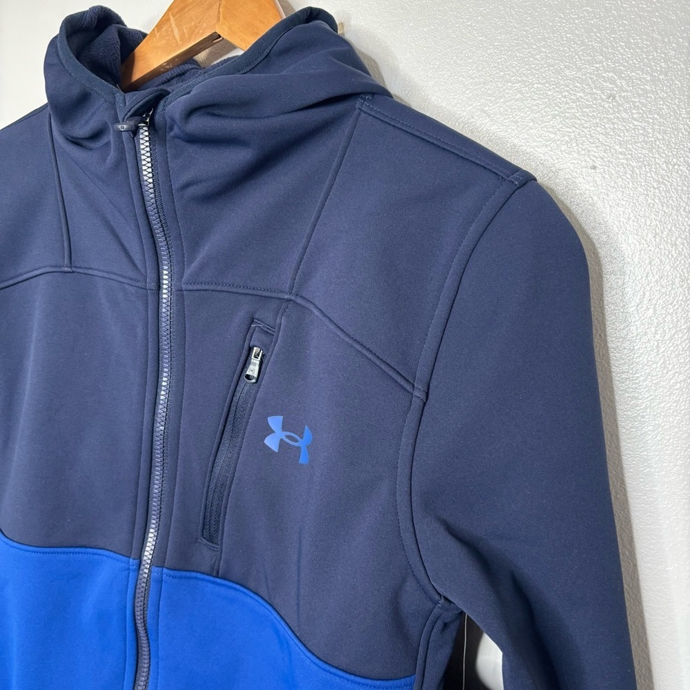Under Armour Full Zip Hooded Jacket Youth Large Blue Colorblock NWT - Picture 5 of 10